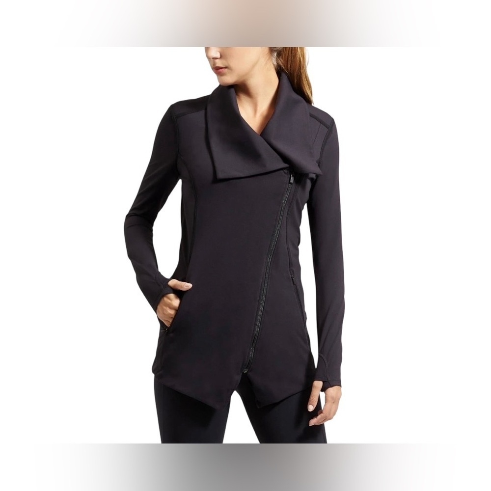 Athleta . Black Asymmetrical Fitted Hoodie Tunic